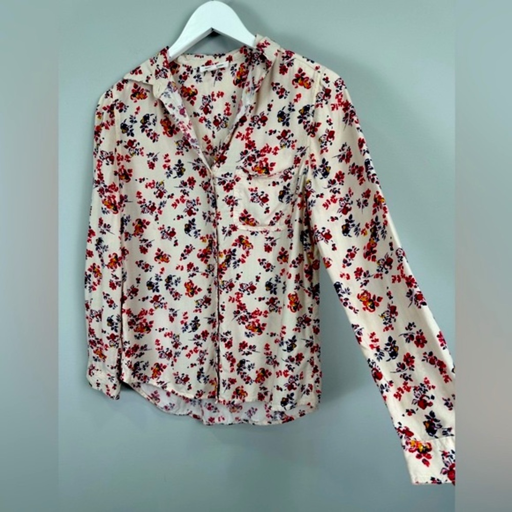 Beach Lunch Lounge Floral Button Down Top Blouse Size XS - Picture 4 of 9